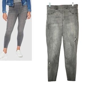 SPANX Gray Distressed Ankle Skinny Jeans Leggings Jeggings Large Stretch Denim
